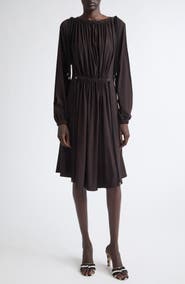 FERRAGAMO Gathered Rope Detail Midi Dress