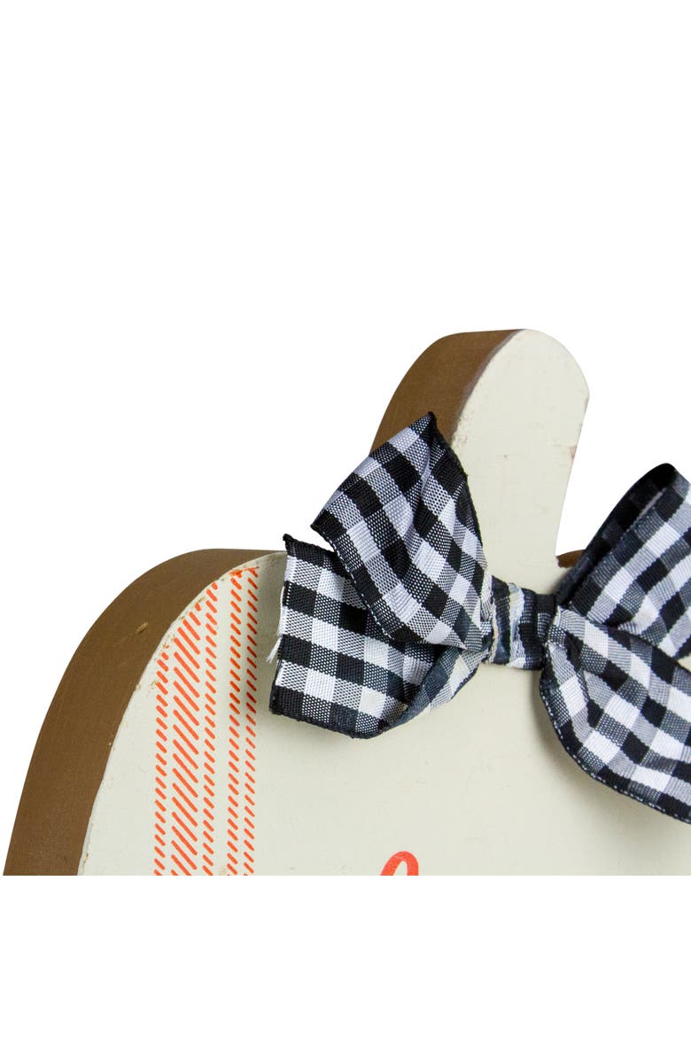 Northlight Fall Harvest Wooden "Hi Pumpkin" and "Welcome Fall" Plaques with Bow - 8" - Set of 2, Alternate, color, Blue