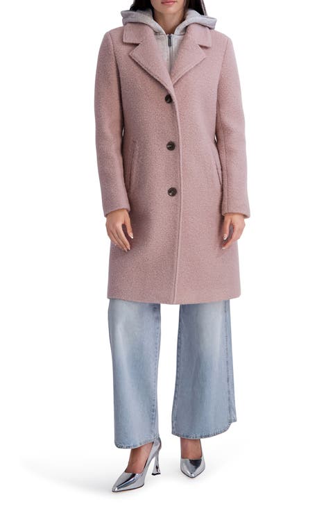 Textured Coat with Removable Hoodie Bib