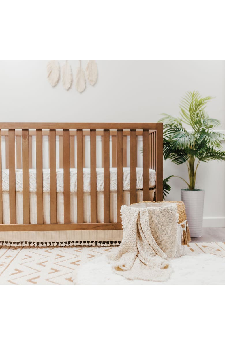 CRANE BABY Oatmeal Boho Cotton Jacquard Baby Blanket, Alternate, color, Cream