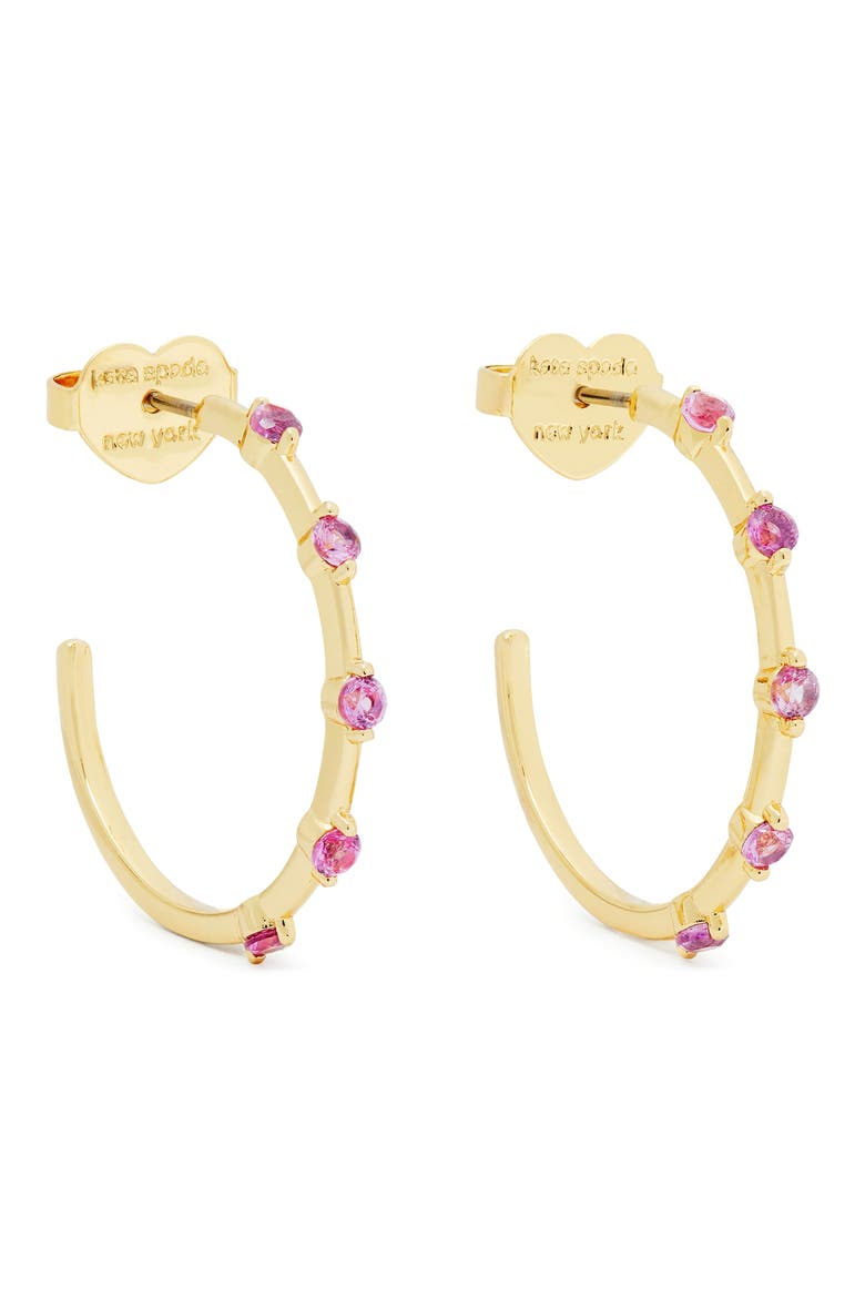 cubic zirconia hoop earrings, Main, color, ROSEGOLD