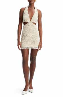 Arias Open Stitch Halter Minidress