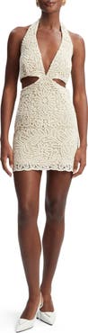 Bardot Arias Open Stitch Halter Minidress