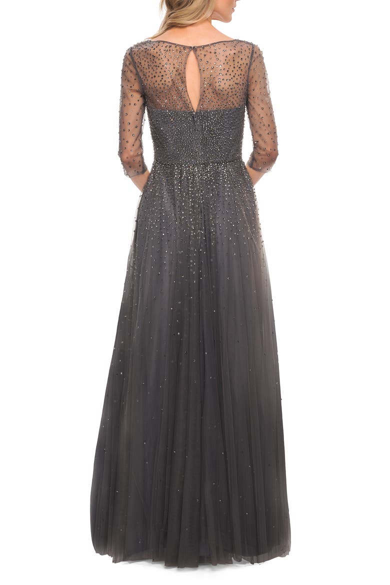 Tulle A-line Evening Dress with Beading, Alternate, color, Gunmetal