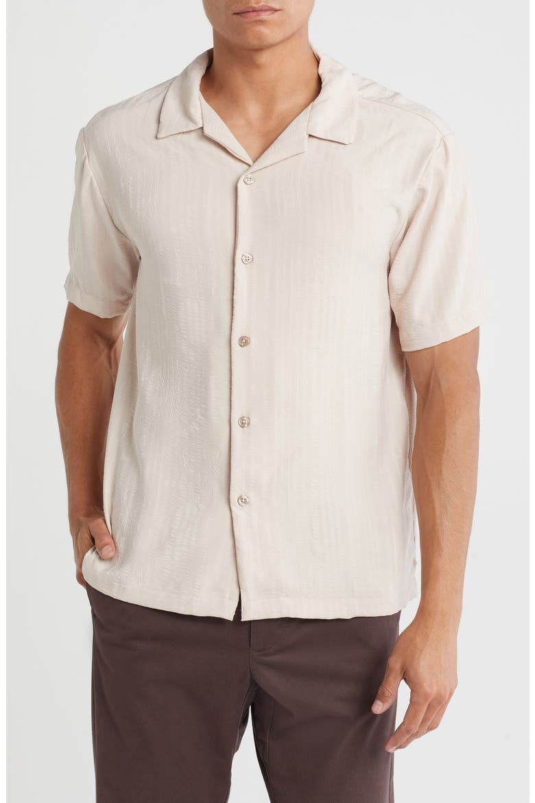 Textured Short Sleeve Button-Up Shirt, Main, color, CREAM