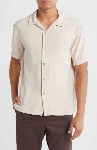 DENIM AND FLOWER Textured Short Sleeve Button-Up Shirt