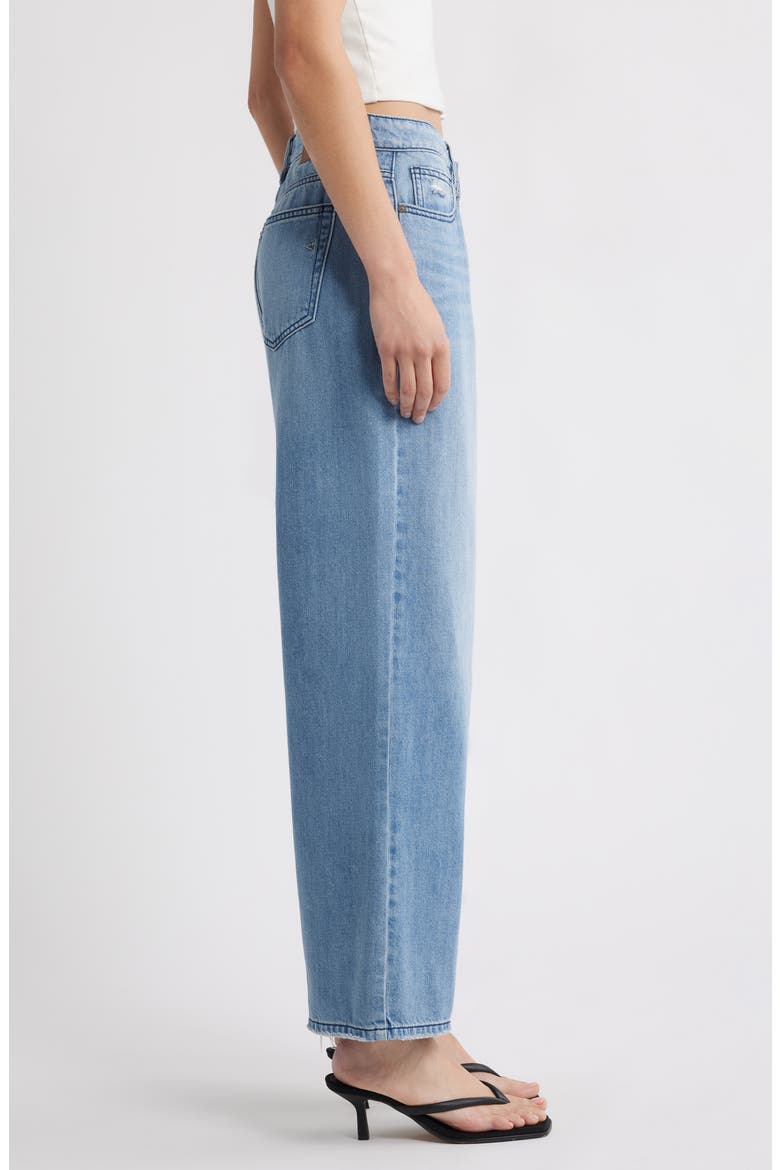 Raw Hem Crossover Waist Ankle Wide Leg Jeans, Alternate, color, LT.WASH