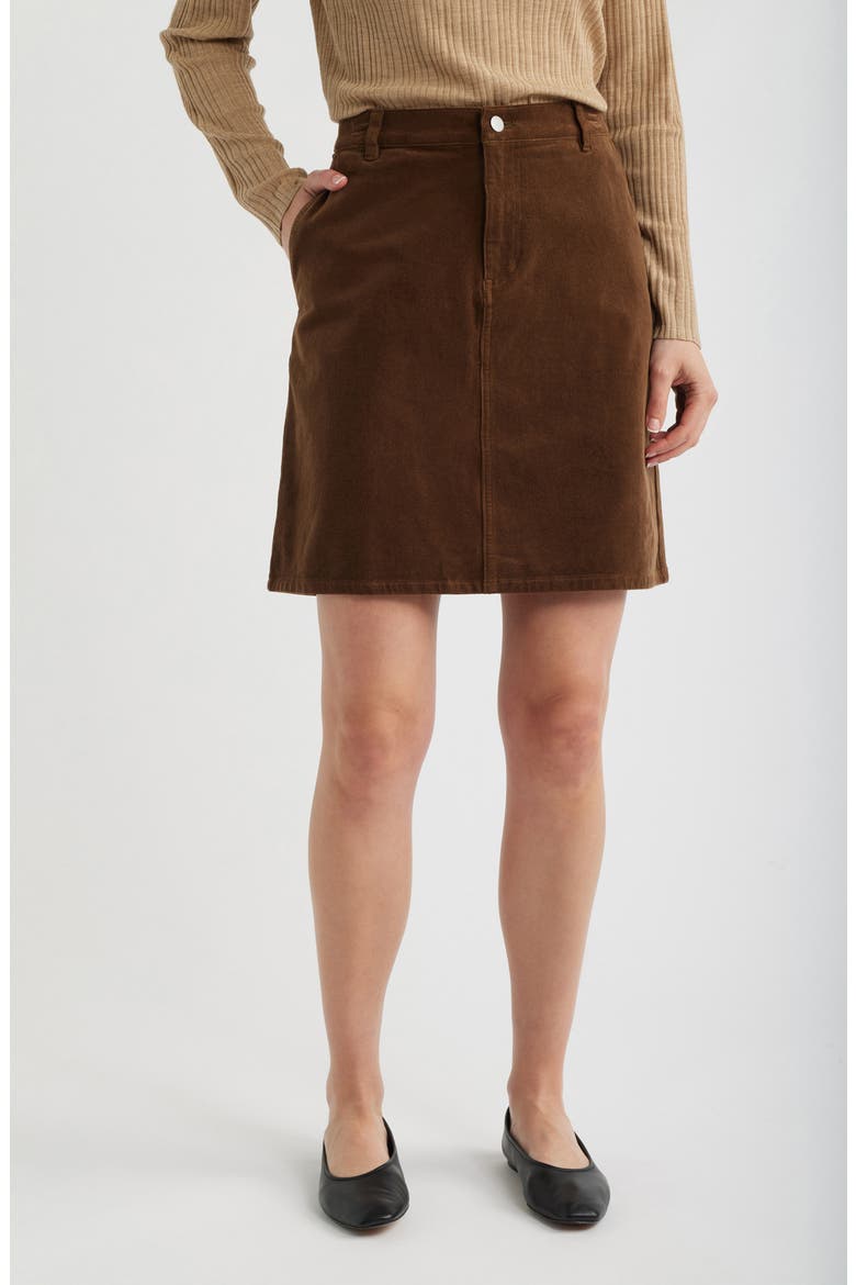 Stretch Organic Cotton Skirt, Main, color, MAHOGANY