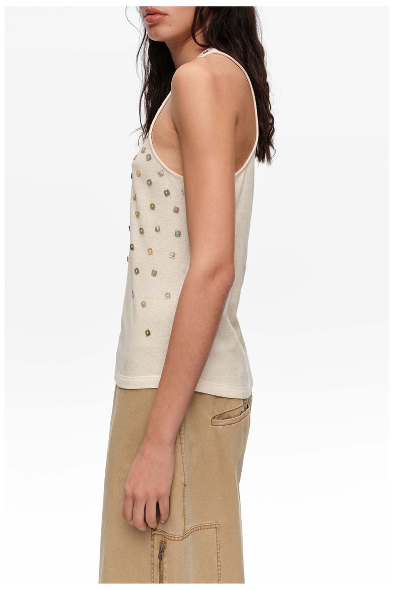 Top With Mother-Of-Pearl Pieces, Alternate, color, BEIGE