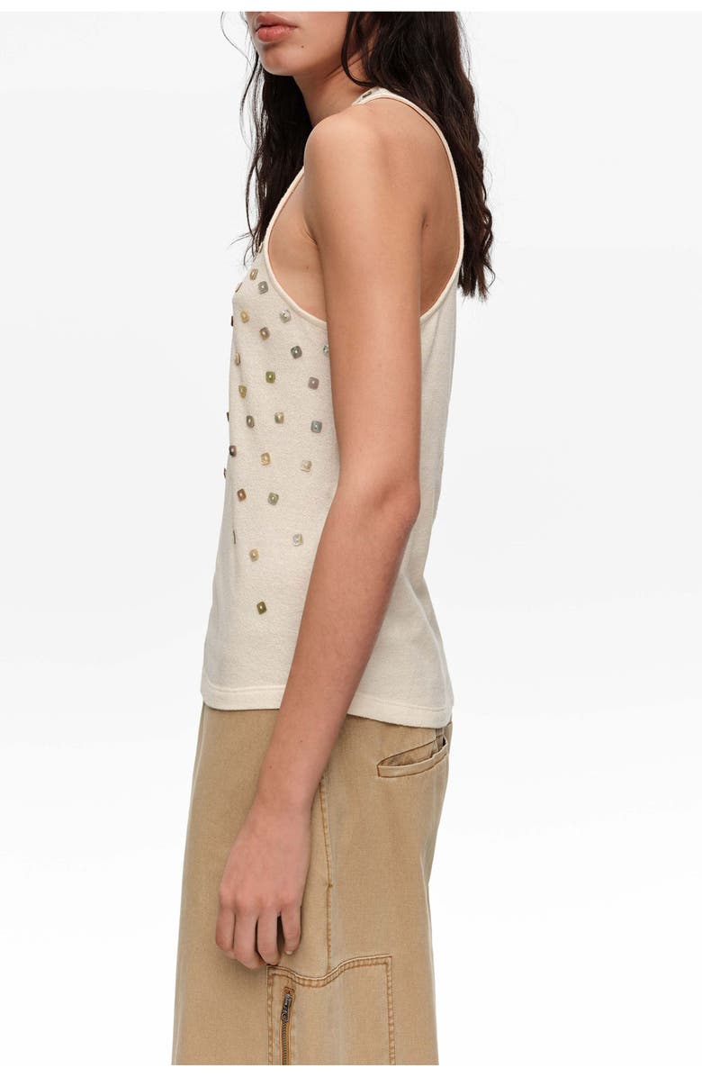Bimba y Lola Top With Mother-Of-Pearl Pieces, Alternate, color, Beige