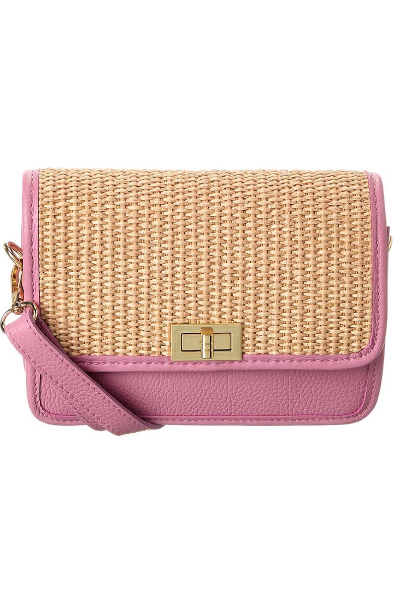 Persaman New York Woven Raffia Crossbody Strap, Main, color, Pink