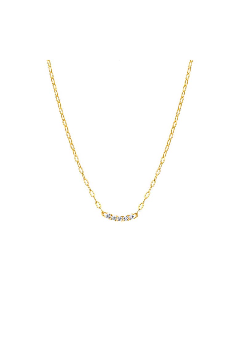 CZ Bar Paperclip Necklace, Main, color, Gold