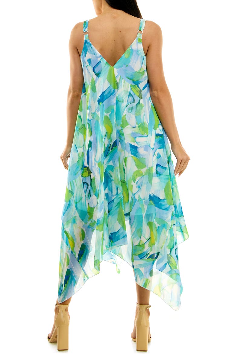 Patterned Handkerchief Hem Dress, Alternate, color, ROBINS EGG MULTI