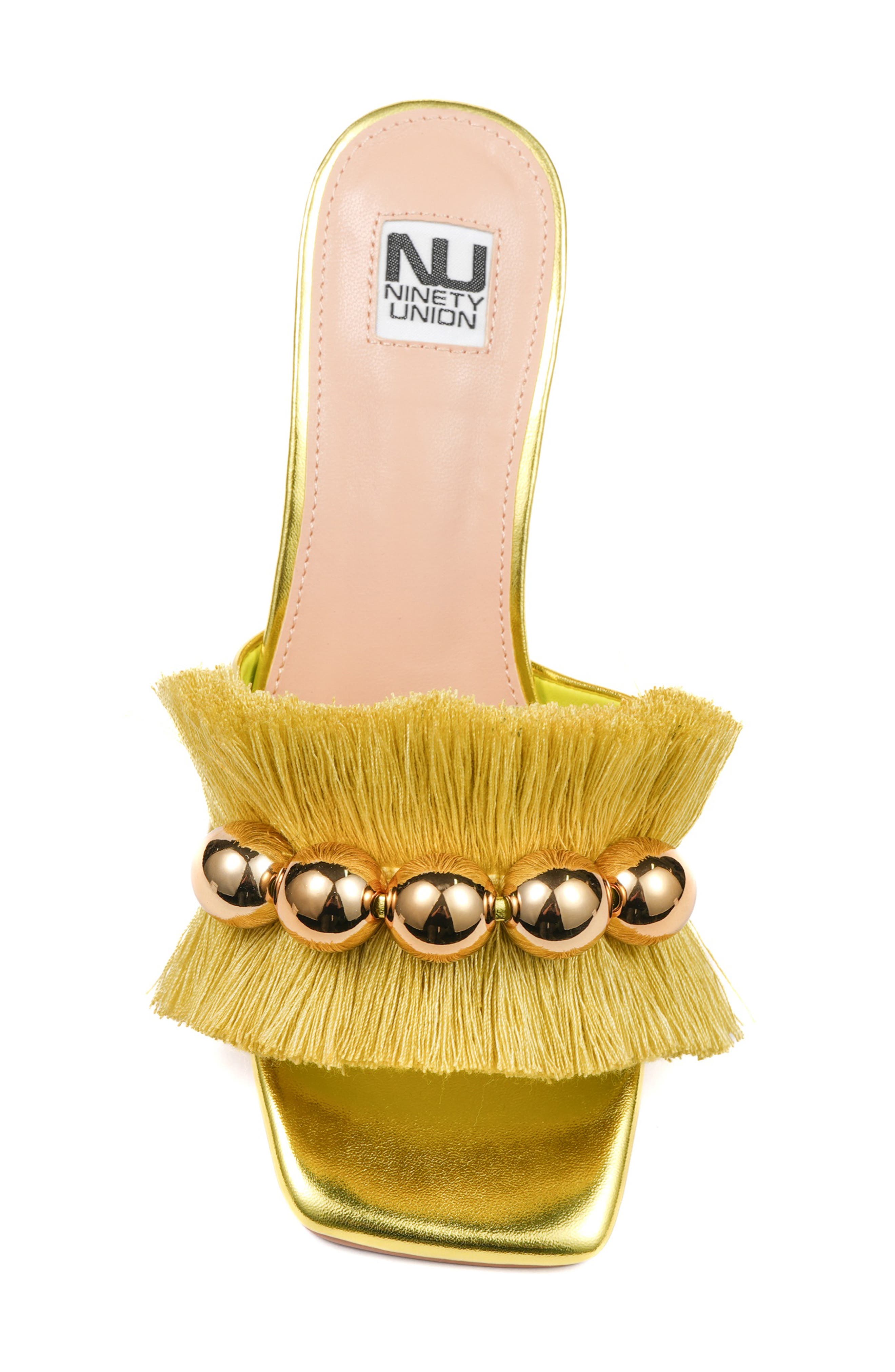 Miami Fringed Orb Heel Slide Sandal, Alternate, color, GREEN