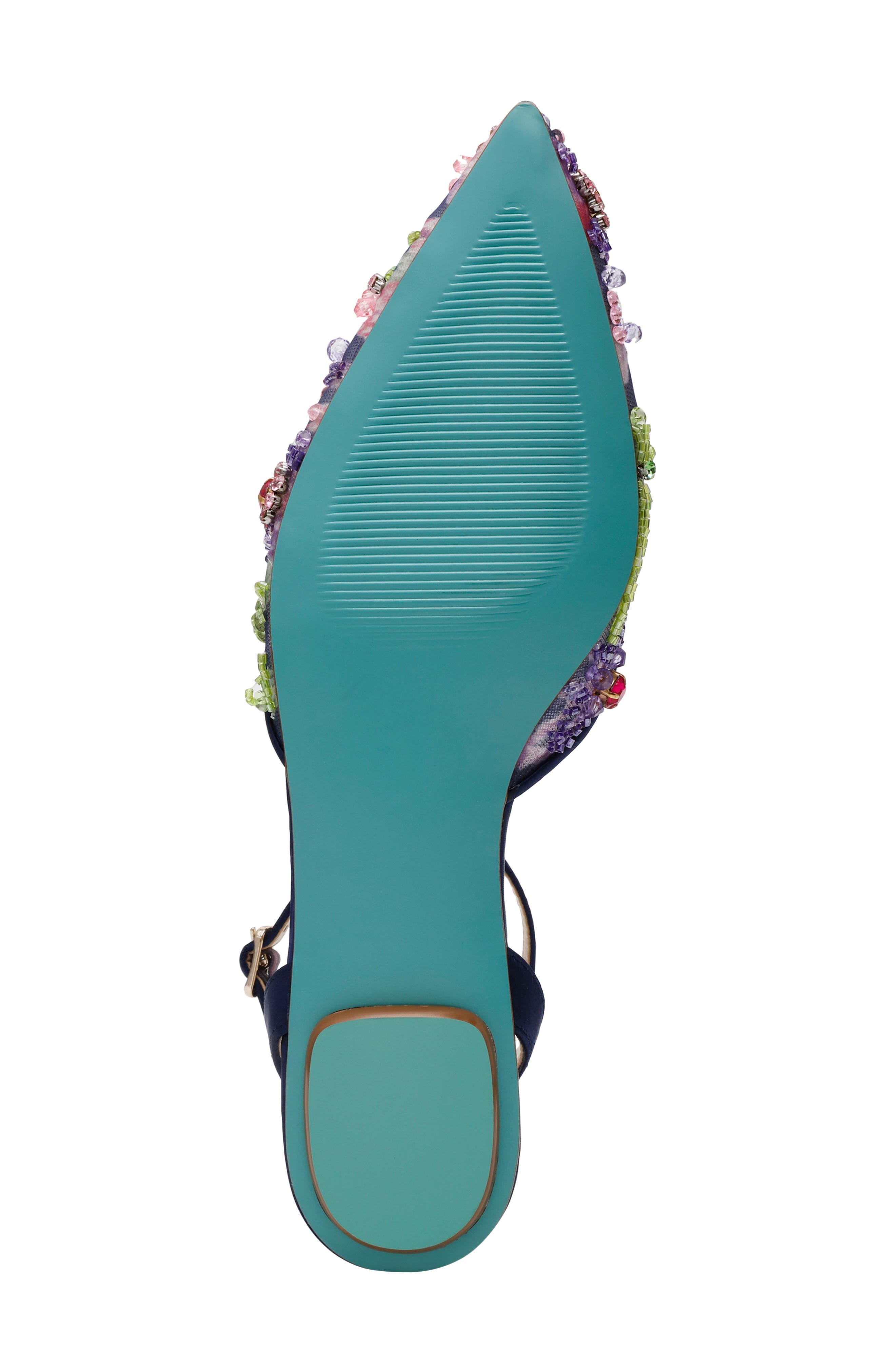 Garbo Pointed Toe Ankle Strap Flat, Alternate, color, NAVY MULTI