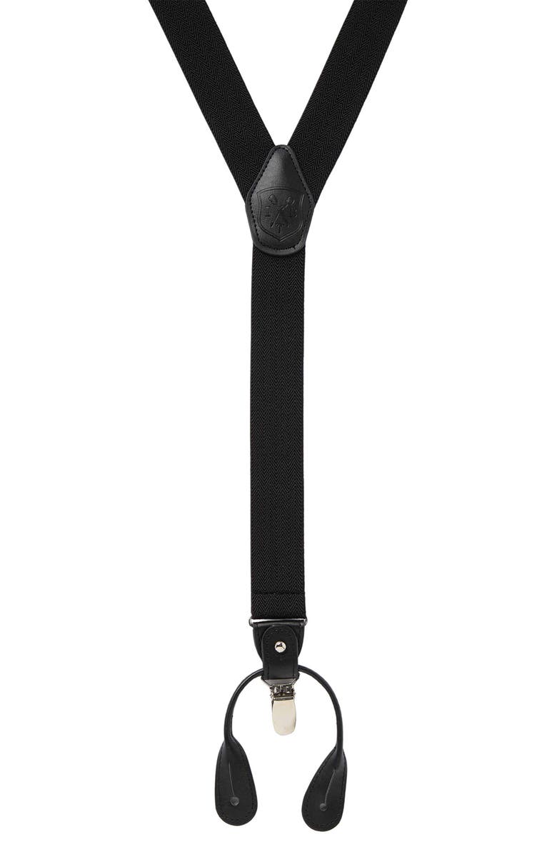 Ike Behar IB Black Herringbone Suspenders, Alternate, color, Black