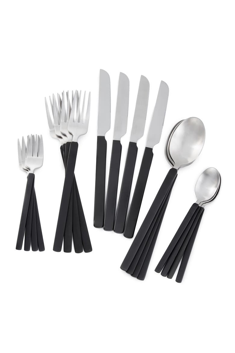 20-Piece Flatware Set, Alternate, color, BLACK