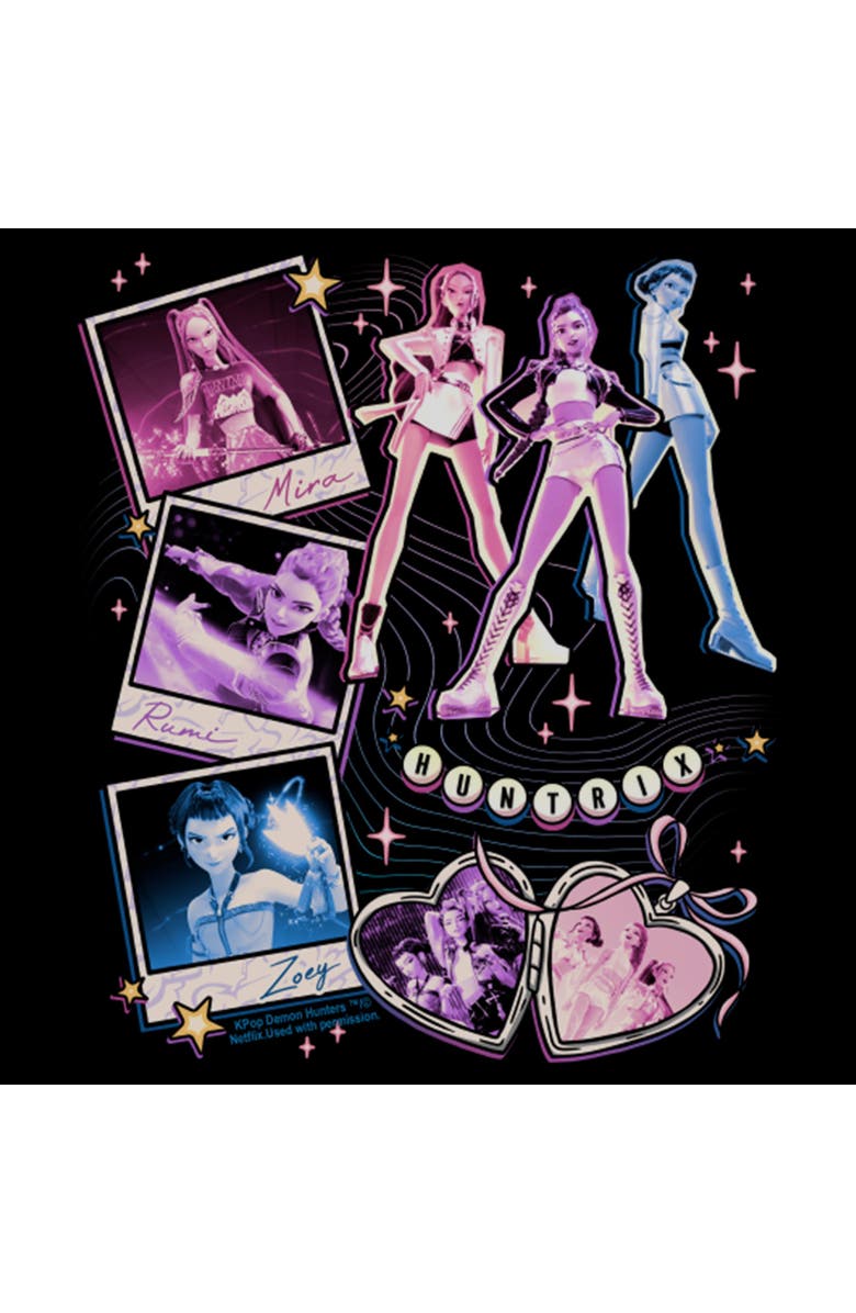 KPop Demon Hunters Girl's KPop Demon Hunters Huntrix Collage Stars Graphic T-Shirt, Alternate, color, Black