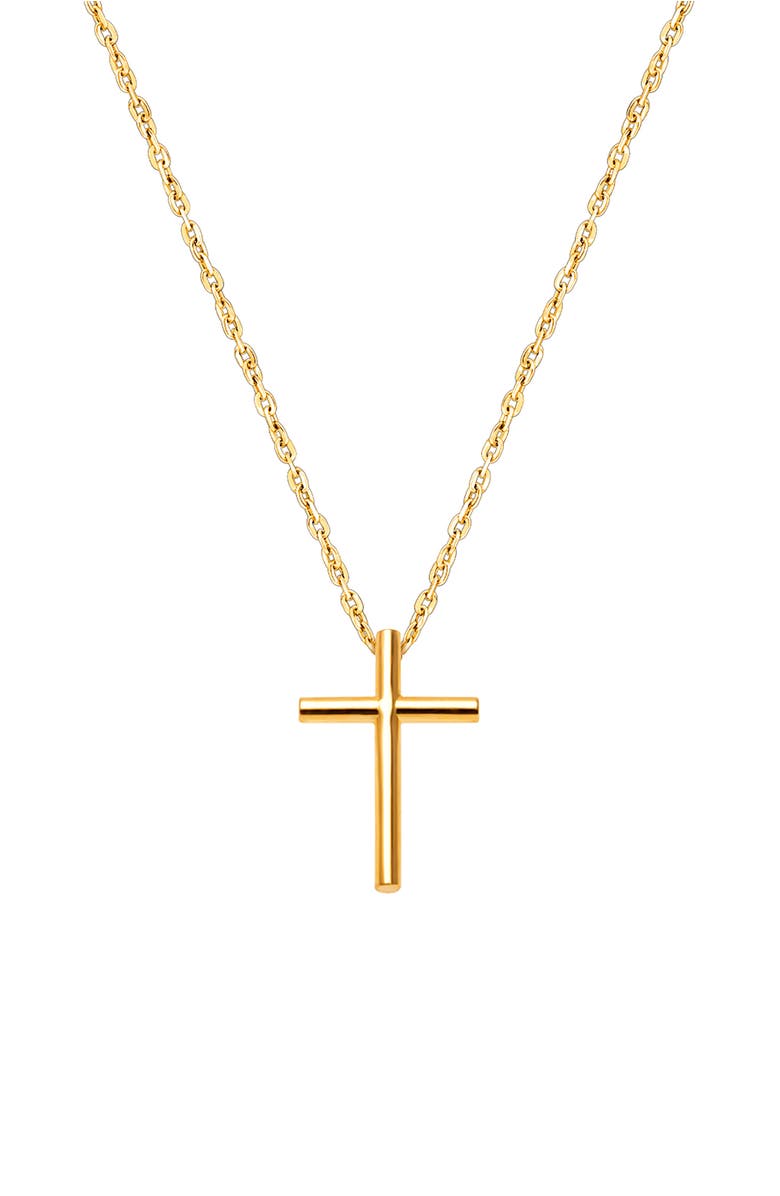 Tiny Blessings 14K Gold Rounded Cross 12-14" Necklace, Main, color, 14K Yellow Gold