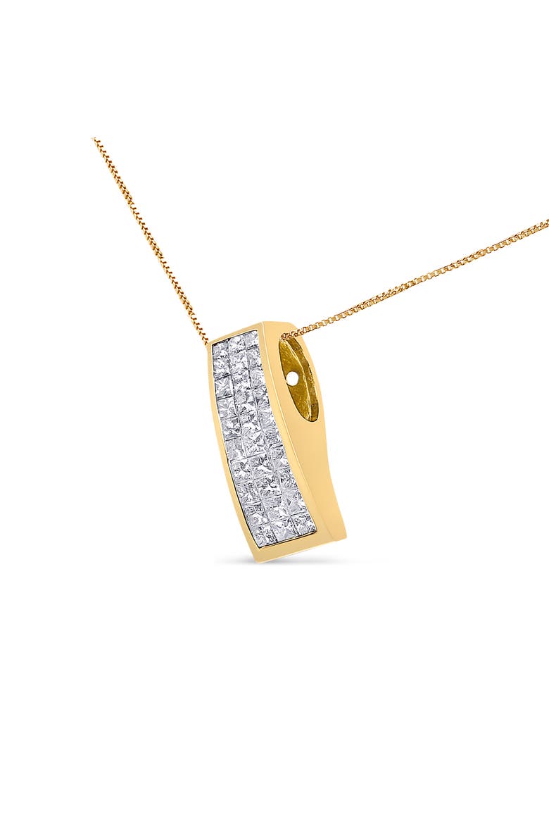 14K Yellow Gold 1 1/2 cttw Princess Cut Diamond Greek Column Pendant Necklace, Alternate, color, Yellow