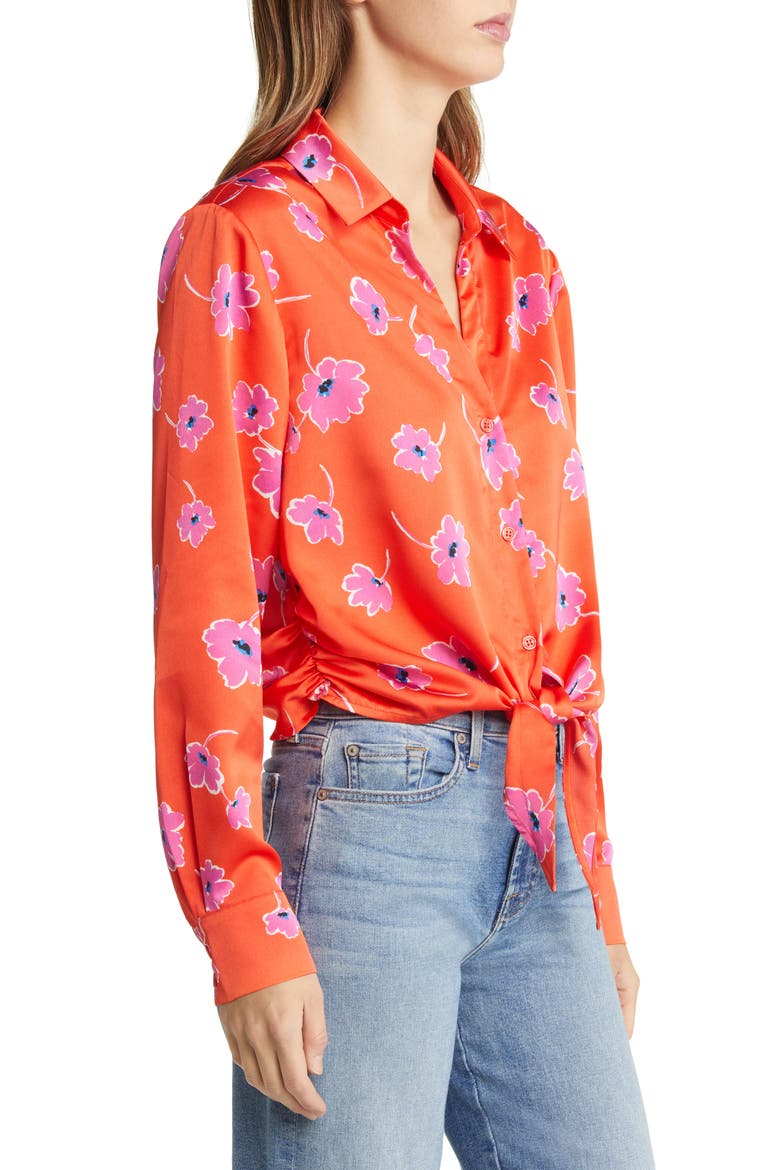 Lover Tie Front Shirt, Alternate, color, FORGET ME