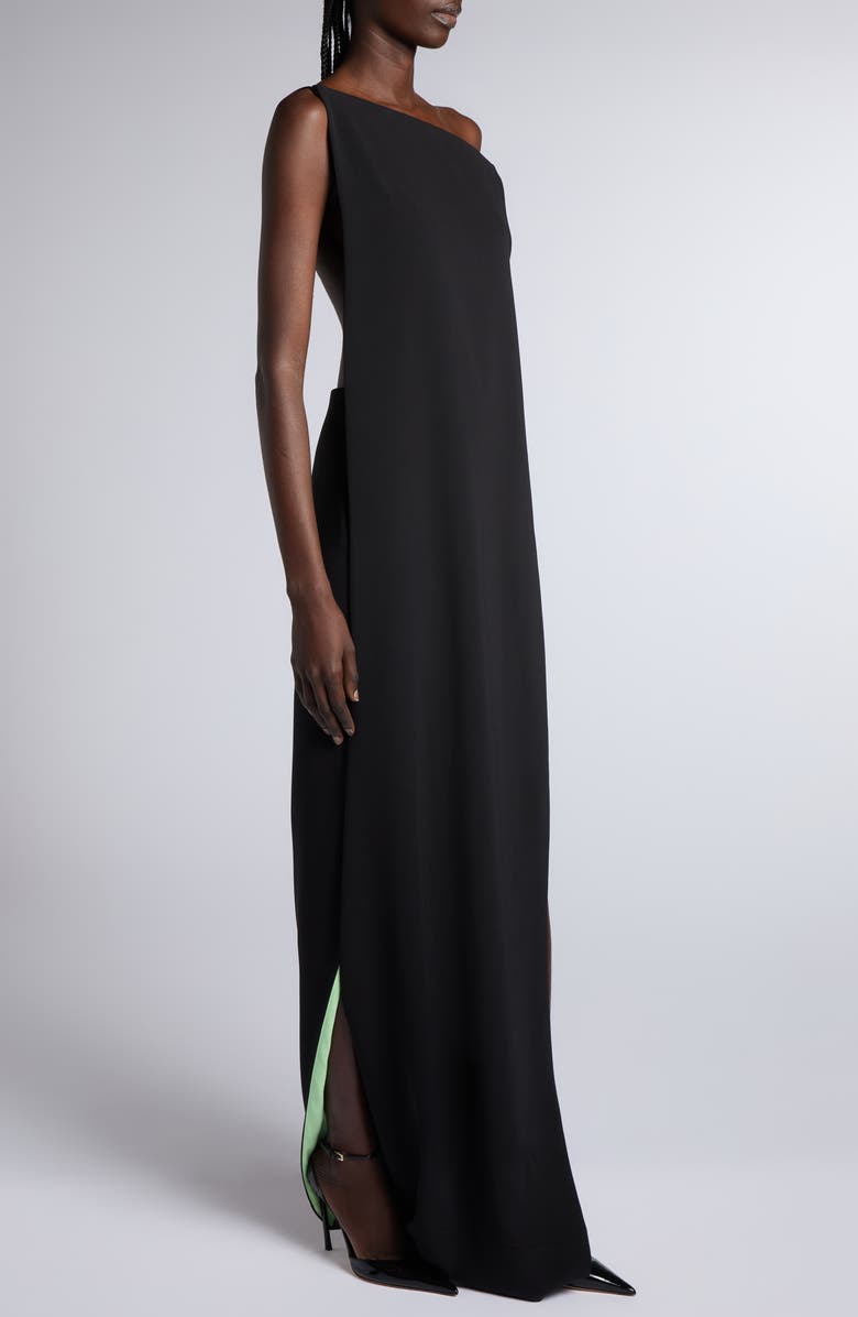 TOM FORD Infinity Geo Silk Stretch Georgette Backless Evening Gown, Alternate, color, Black/ Green