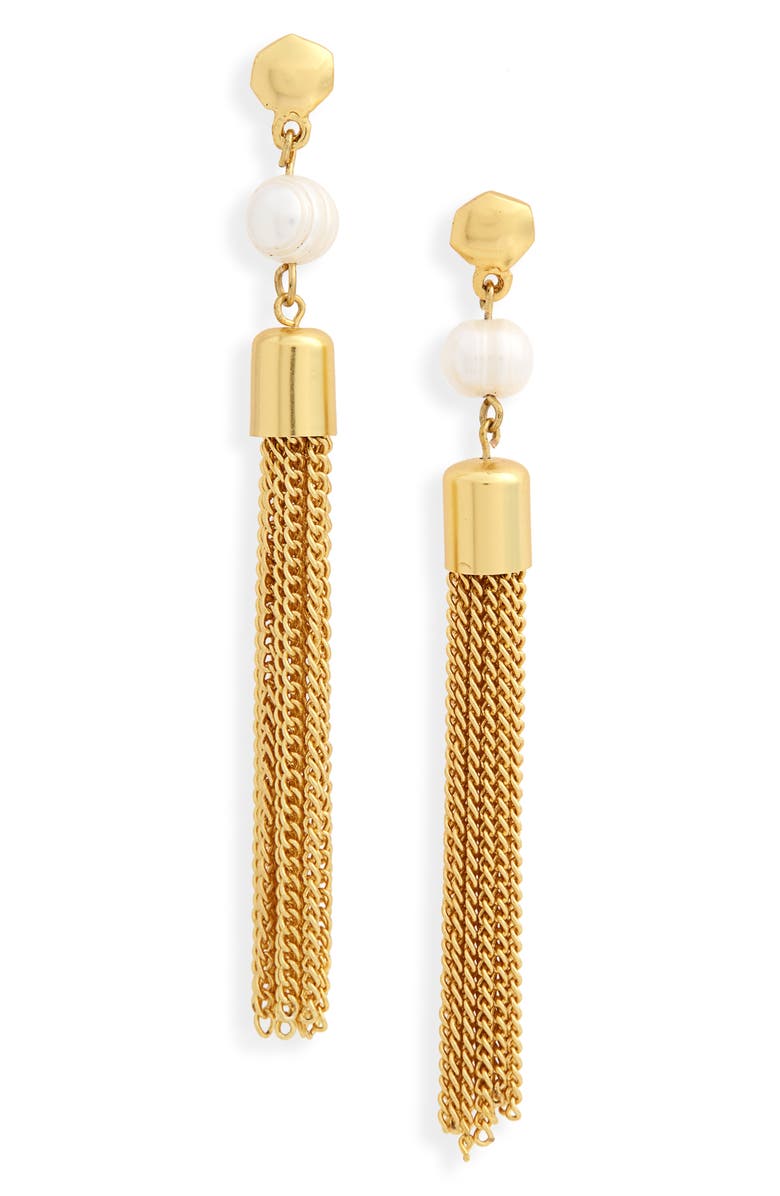 Karine Sultan Freshwater Pearl Tassel Drop Earrings, Main, color, 