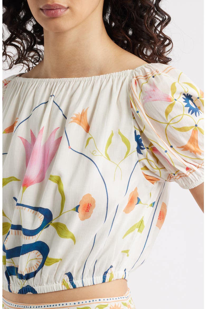 Emma Puff Sleeve Crop Cotton Blend Top, Alternate, color, MONTECITO PRINT