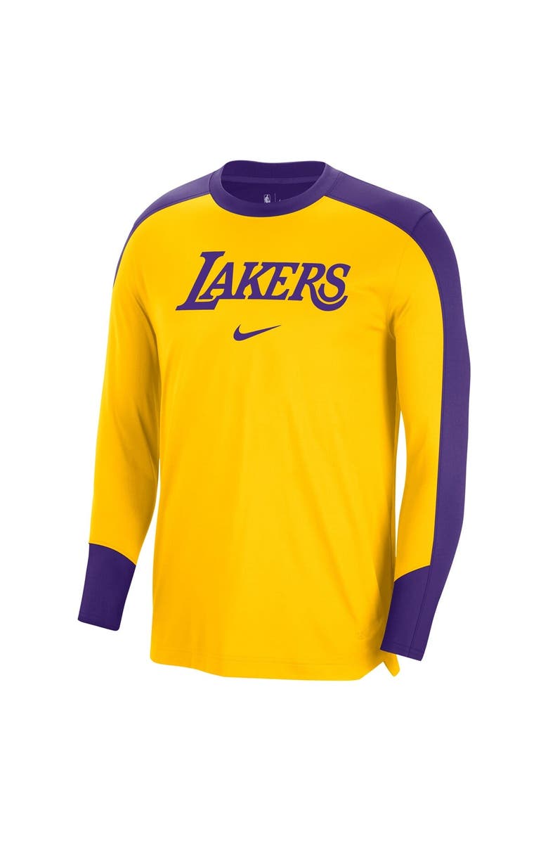 Nike Men's Nike Gold Los Angeles Lakers 2024/25 Authentic Pre-Game Legend Long Sleeve Shooting Shirt, Alternate, color, Gold