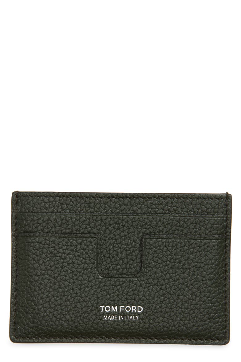 T-Line Classic Leather Card Holder, Main, color, GCT DARK PINE