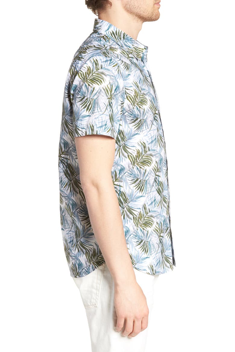 Nash Regular Fit Print Sport Shirt, Alternate, color, PLAITED PALMS