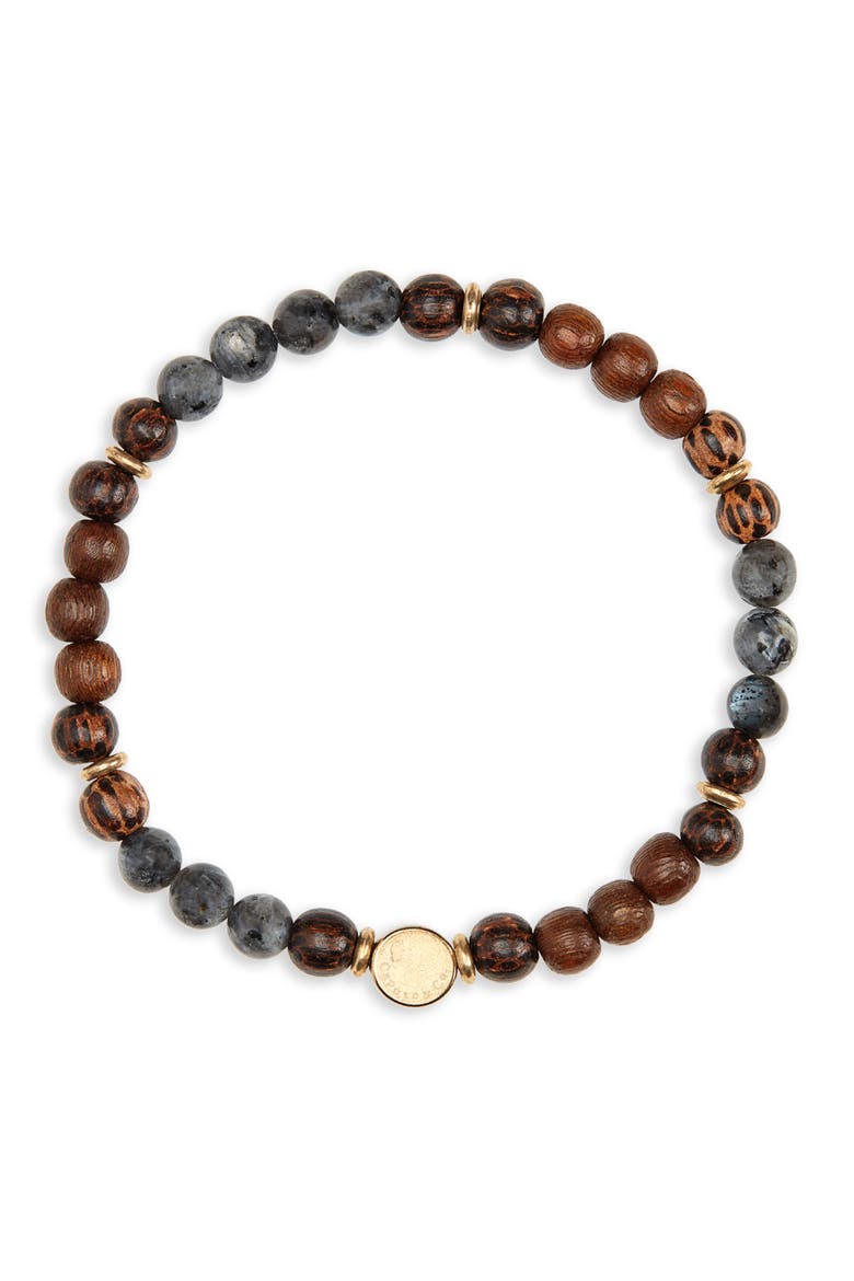 Stone & Wood Bead Bracelet, Main, color, BLACK/ WOOD