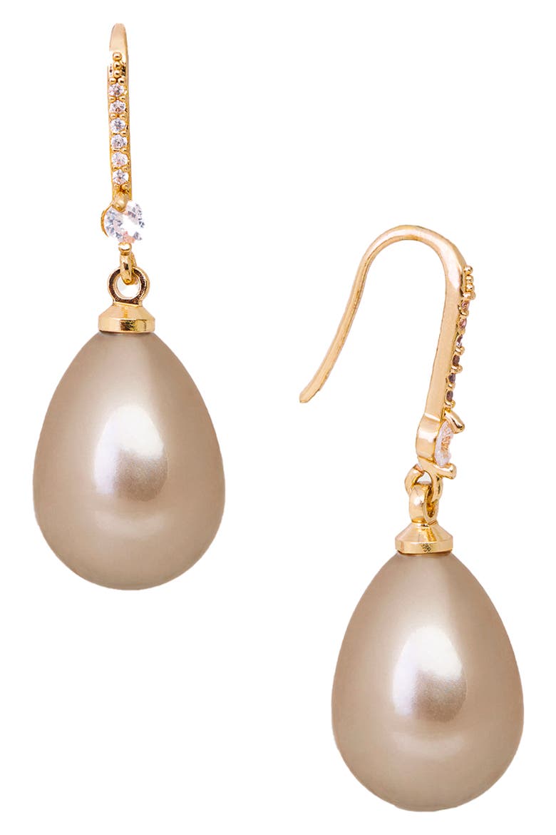 Faux Pearl Crystal Dangle Earrings, Alternate, color, CHAMPAGNE