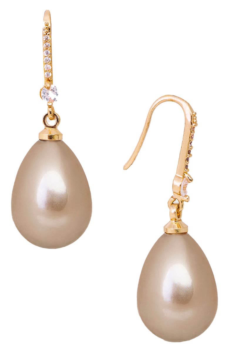 SAACHI Faux Pearl Crystal Dangle Earrings, Alternate, color, Champagne