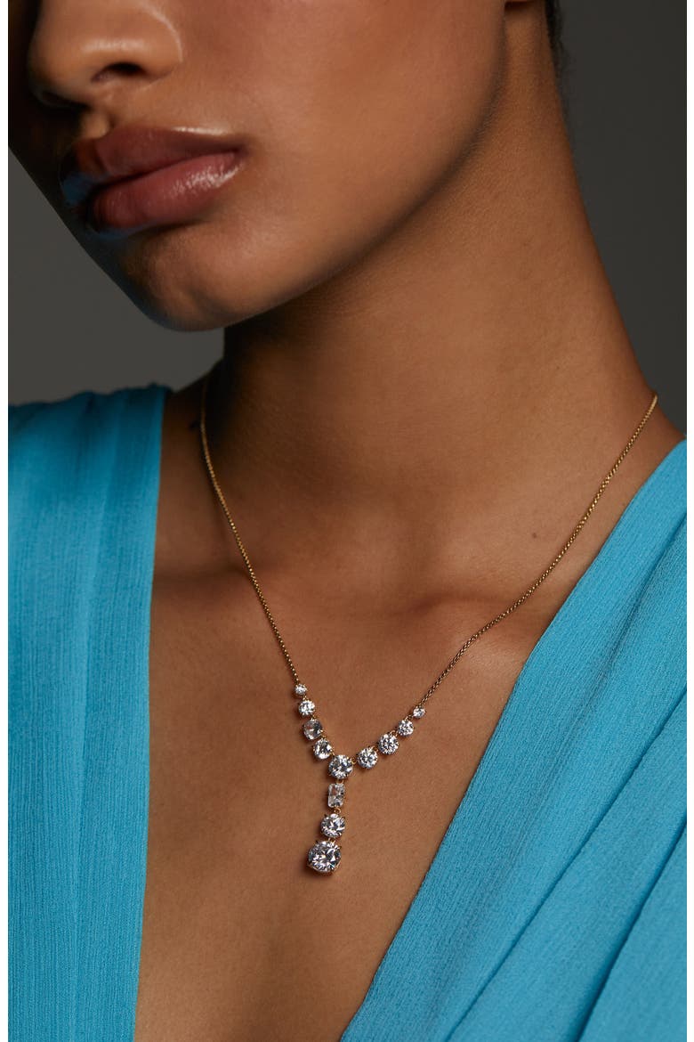 Stellar Cubic Zirconia Y-Necklace, Alternate, color, RHODIUM