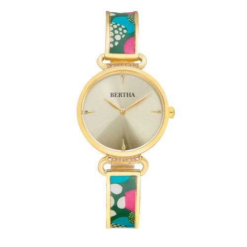 Bertha Katherine Enamel-designed Bracelet Watch In Gold