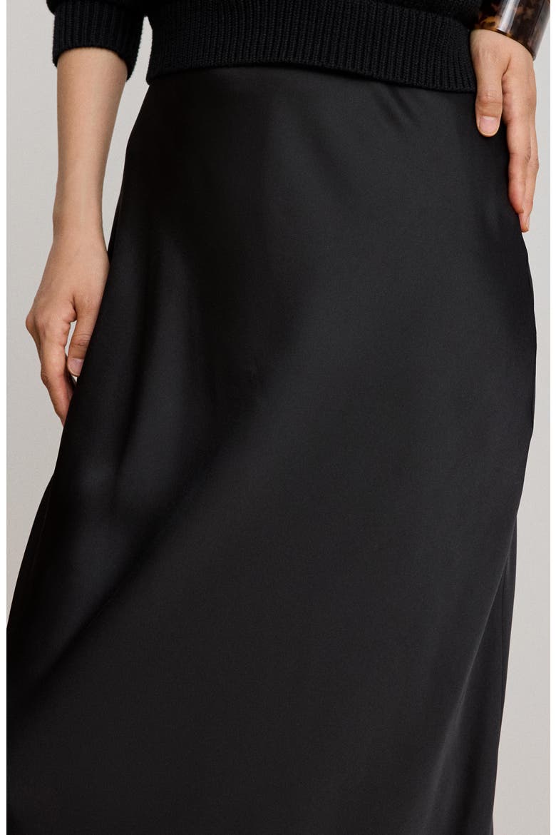 Satin Charmeuse Maxi Skirt, Alternate, color, BLACK