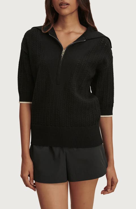 Arney Half Zip Pointelle Knit Polo