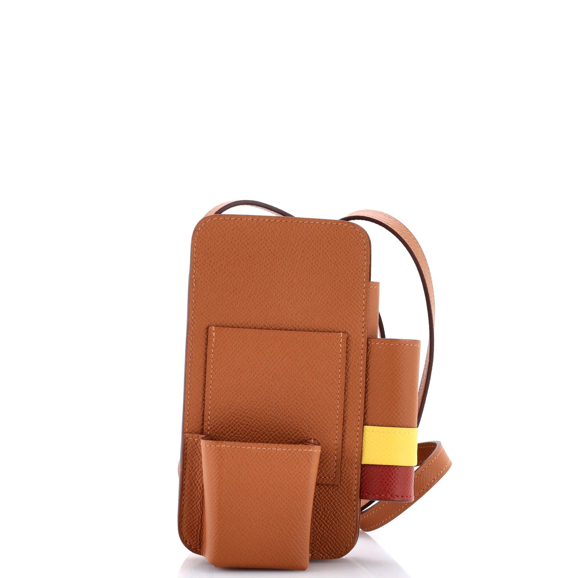 Pre-Owned Hermes Hermesway Phone Case Crossbody Bag Epsom, Main, color, Gold