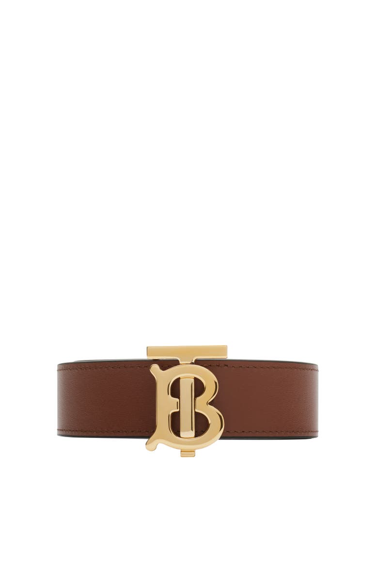 Reversible Leather TB Belt, Alternate, color, Black/tan brown/gold