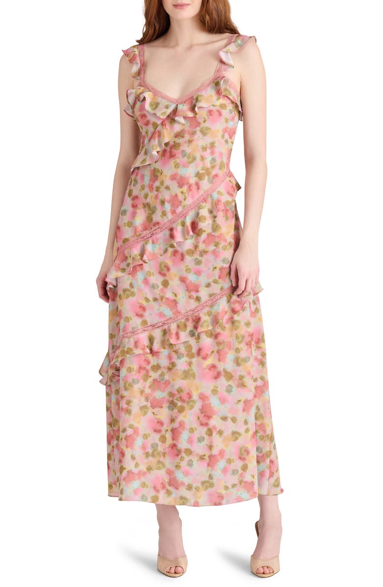 Steve Madden Versailles Floral Ruffle Dress, Main, color, Watercolor Confetti