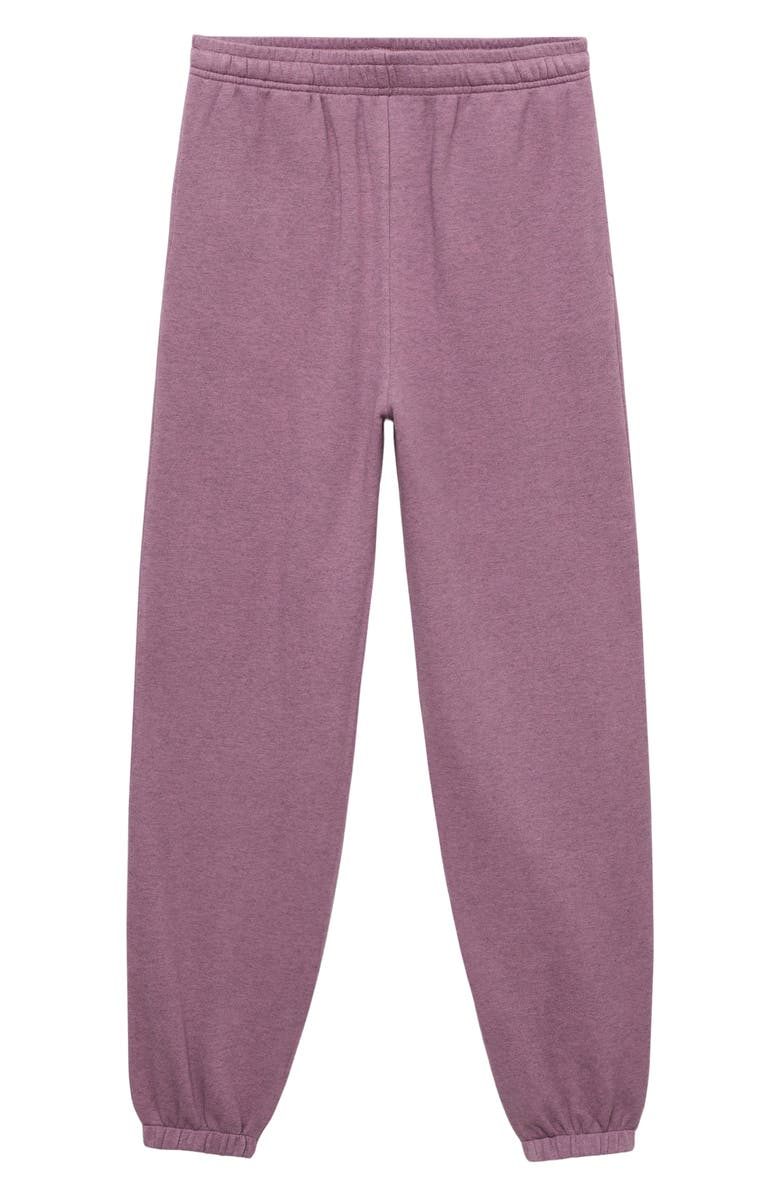 MANGO Stretch Cotton Fleece Joggers, Main, color, Plum