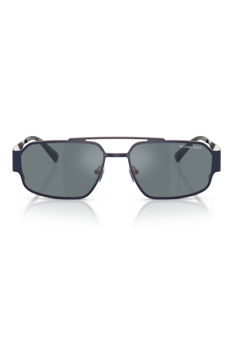 Cape Town 58mm Rectangular Sunglasses, Main, color, NAVY MATTE / GREY MONO