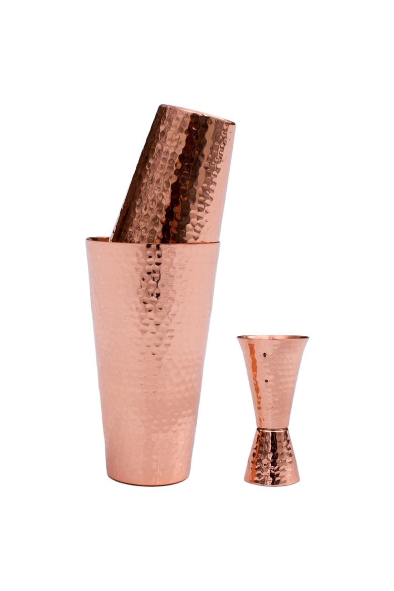 Professional Hamme Solid Copper Cocktail Shaker Set, Main, color, Copper