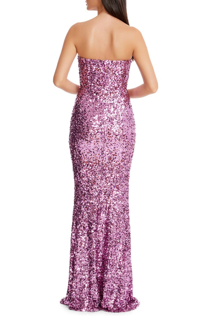 Dress the Population Fernanda Sequin Strapless Mermaid Gown, Alternate, color, Lilac
