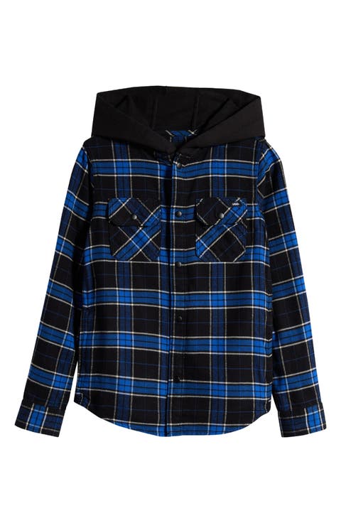 Kids' Parkway II Plaid Cotton Hooded Snap-Up Shirt Jacket (Big Kid)