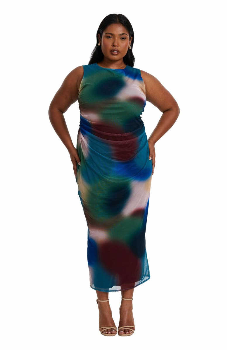 QUIZ Mesh Air Brush Round Neck Maxi Dress, Main, color, 