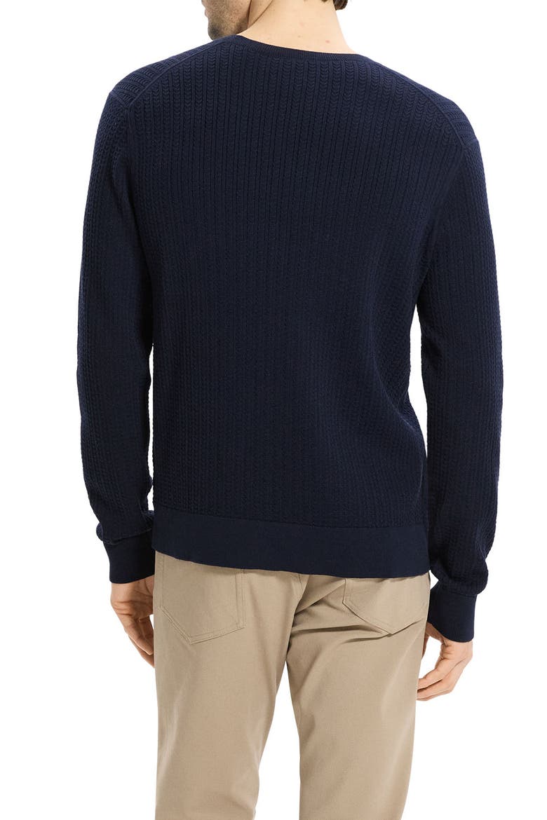 Riland Cable Stitch Cotton Crewneck Sweater, Alternate, color, BALTIC