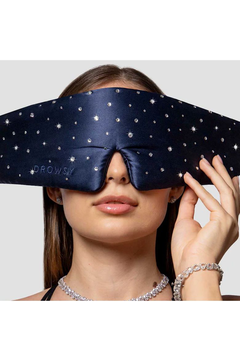 Swarovski Silk Sleep Mask, Main, color, Midnight Blue