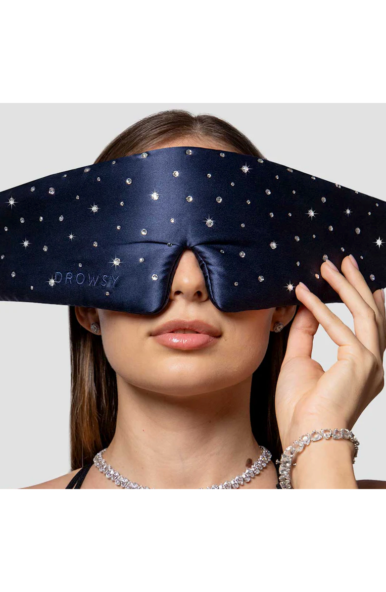 Drowsy Sleep Co. Swarovski Silk Sleep Mask, Main, color, Midnight Blue